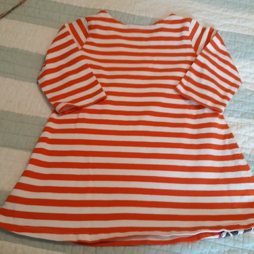 J. Khaki Orange White Striped Dress Giraffe Applique Size 2T Long Sleeve Knit - Picture 2 of 6